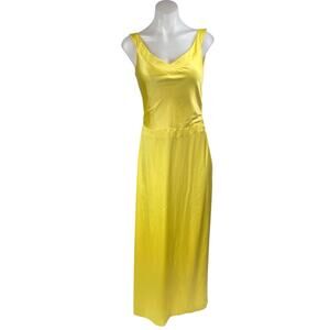 NEW Celeb Yellow Silk Satin Sleeveless Cutout Cami Camisole Maxi Dress Size 4